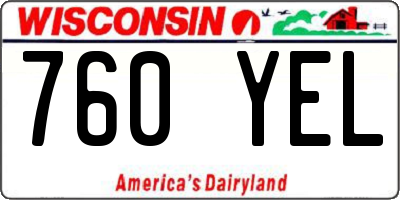 WI license plate 760YEL
