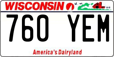 WI license plate 760YEM