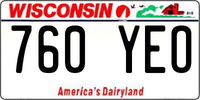 WI license plate 760YEO