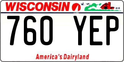 WI license plate 760YEP