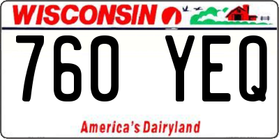 WI license plate 760YEQ