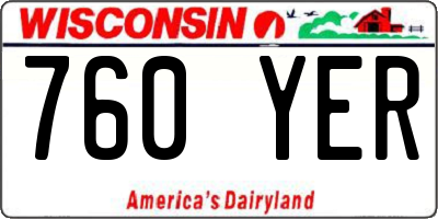 WI license plate 760YER