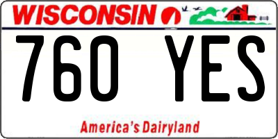 WI license plate 760YES