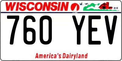 WI license plate 760YEV