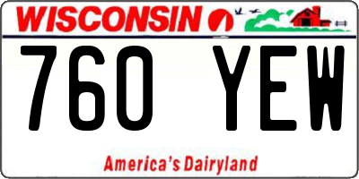 WI license plate 760YEW