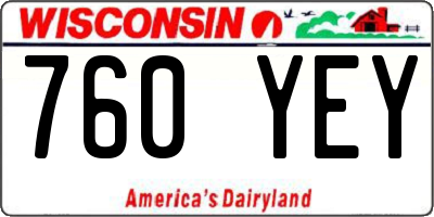WI license plate 760YEY