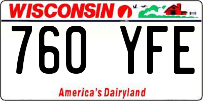 WI license plate 760YFE