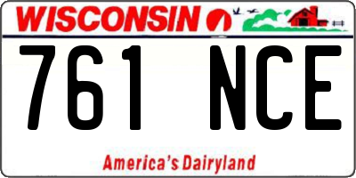 WI license plate 761NCE