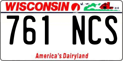 WI license plate 761NCS