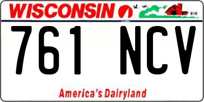 WI license plate 761NCV