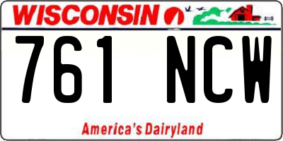 WI license plate 761NCW
