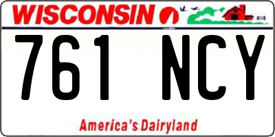 WI license plate 761NCY