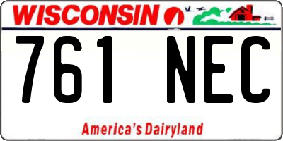 WI license plate 761NEC