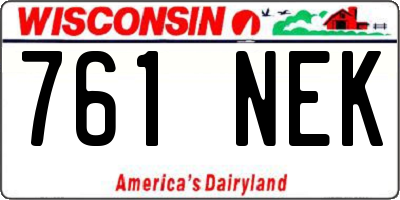 WI license plate 761NEK