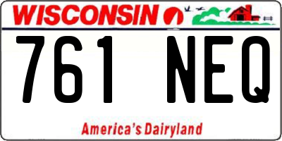 WI license plate 761NEQ