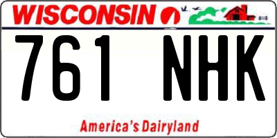 WI license plate 761NHK