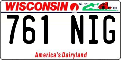 WI license plate 761NIG