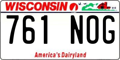 WI license plate 761NOG