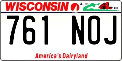 WI license plate 761NOJ