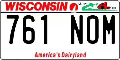 WI license plate 761NOM