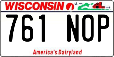 WI license plate 761NOP