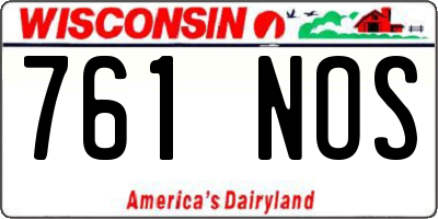 WI license plate 761NOS
