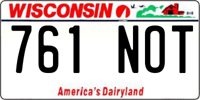 WI license plate 761NOT