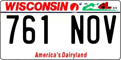 WI license plate 761NOV