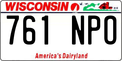 WI license plate 761NPO
