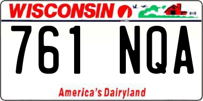 WI license plate 761NQA