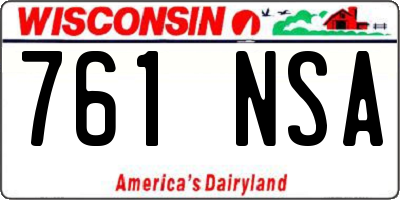 WI license plate 761NSA