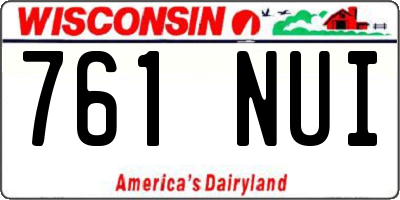 WI license plate 761NUI