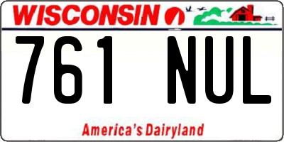 WI license plate 761NUL