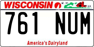 WI license plate 761NUM