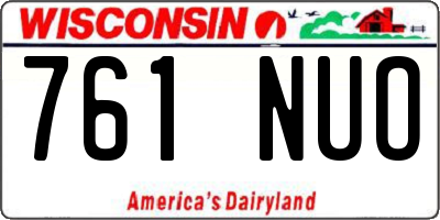 WI license plate 761NUO