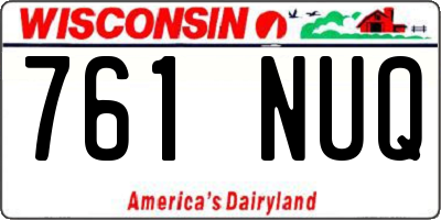 WI license plate 761NUQ