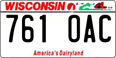 WI license plate 761OAC
