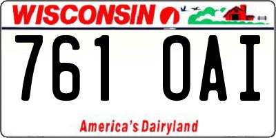 WI license plate 761OAI