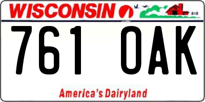 WI license plate 761OAK