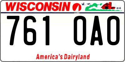 WI license plate 761OAO