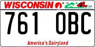 WI license plate 761OBC