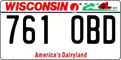 WI license plate 761OBD