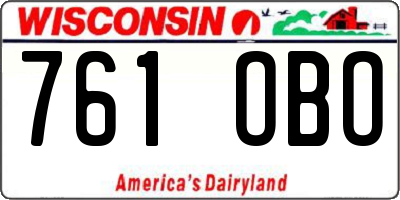 WI license plate 761OBO