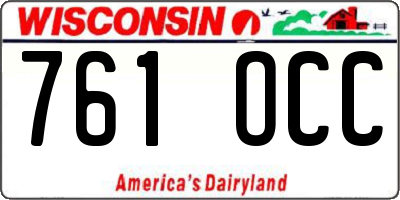 WI license plate 761OCC