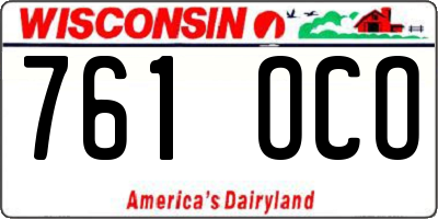 WI license plate 761OCO