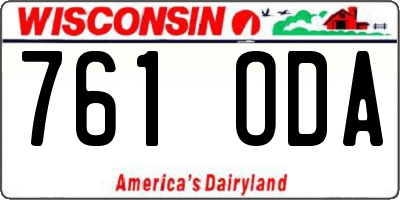 WI license plate 761ODA