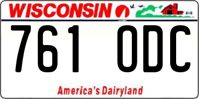 WI license plate 761ODC