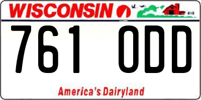 WI license plate 761ODD