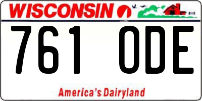 WI license plate 761ODE