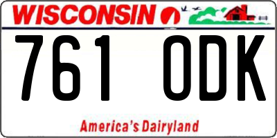 WI license plate 761ODK
